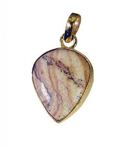 Riyogems Picture Jasper 18c Gold Plating Piglet Pendants L 1.7in Gppjas-40020
