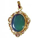 Riyogems Green Onyx 18kt Gold Platings Formal Pendant L 1.2in Gppgon-30044