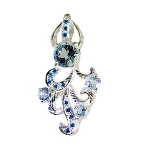 Riyo Blue Topaz Twisted Silver Jewelry Custom Silver Pendant L 1.5in Spbto-10038