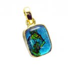 Riyogems Dichroic Glass Gold Plate Jewelry Belle Pendants L 1.2in Gppdgl-22014