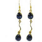 Riyogems A Blue Mystic Quartz Copper 18kt Gold Plated Timeless Earring L 2.5in G