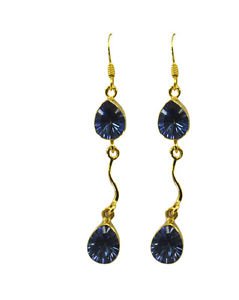 Riyogems A Blue Mystic Quartz Copper 18kt Gold Plated Timeless Earring L 2.5in G