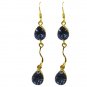 Riyogems A Blue Mystic Quartz Copper 18kt Gold Plated Timeless Earring L 2.5in G