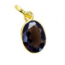 Riyogems Smoky Quartz 18c Y Gold Plated Promise Pendants L 1.2in Gppsqu-76028