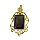 Riyogems Smoky Quartz 18.Kt Y Gold Plated Crossover Pendant L 1.2in Gppsqu-76044