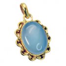 Riyogems Blue Chalcedony 18k Y Gold Plate Equestrian Pendant L 1.5in Gppbch-8007