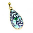 Riyogems Turquoise 18kt Gold Plated Tinker Bell Pendants L 2.1in Gpptur-82004