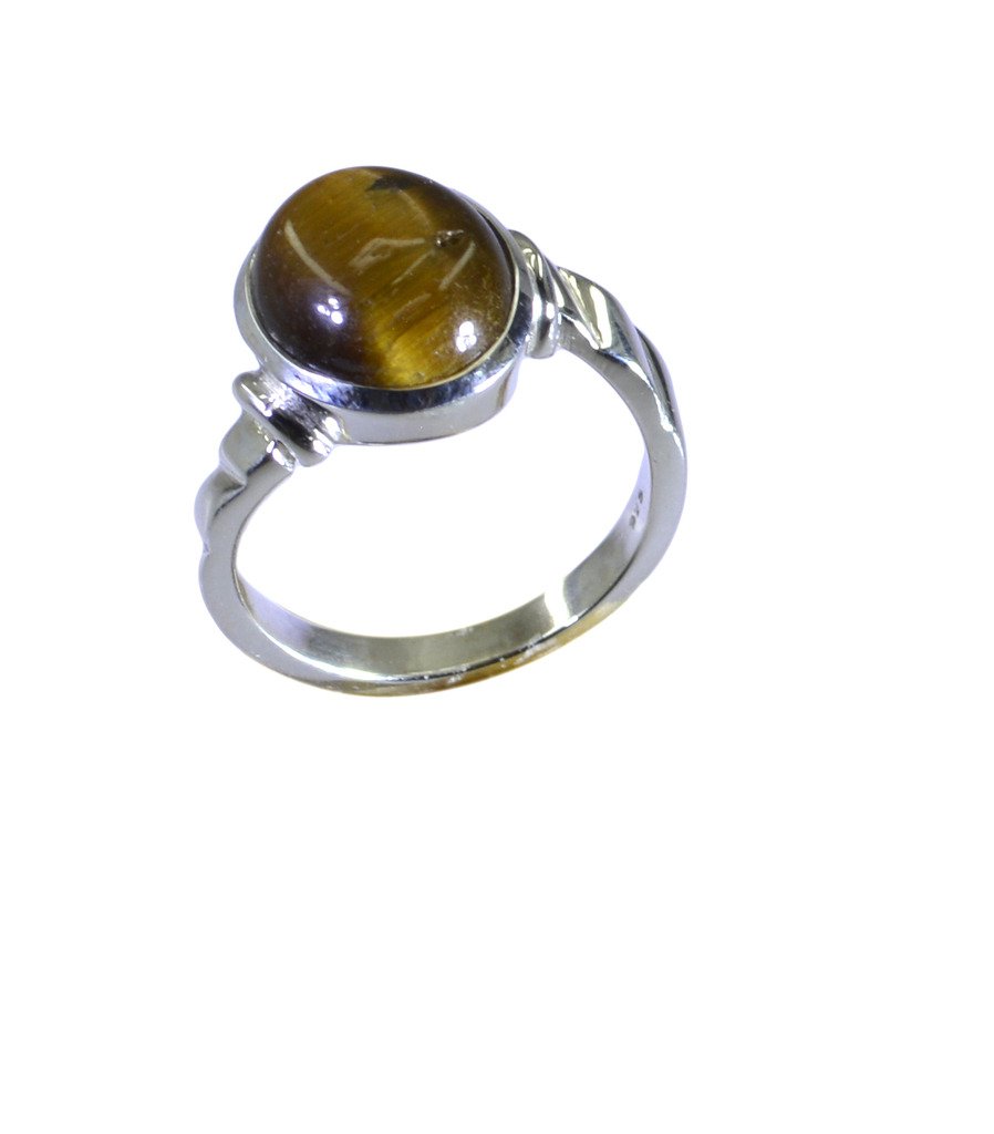 Riyo Brown Tiger Eye 925 Solid Sterling Silver Ring Srtey70-80009