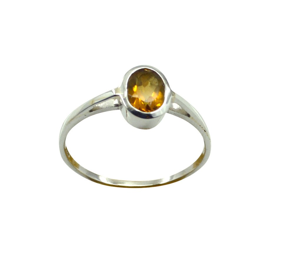 Riyo Yellow Citrine 925 Solid Sterling Silver Polished Ring Srcit90-14085