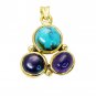 Riyogems Multi Turquoise 18kt Y.G. Plated Heart Pendants L 1.5in Gppmul-52026