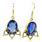 Riyogems Blue Sapphire Cz 18.Kt Yellow Gold Valentine Earring L 1.5in Gpebscz-90