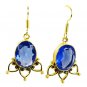 Riyogems Blue Sapphire Cz 18.Kt Yellow Gold Valentine Earring L 1.5in Gpebscz-90