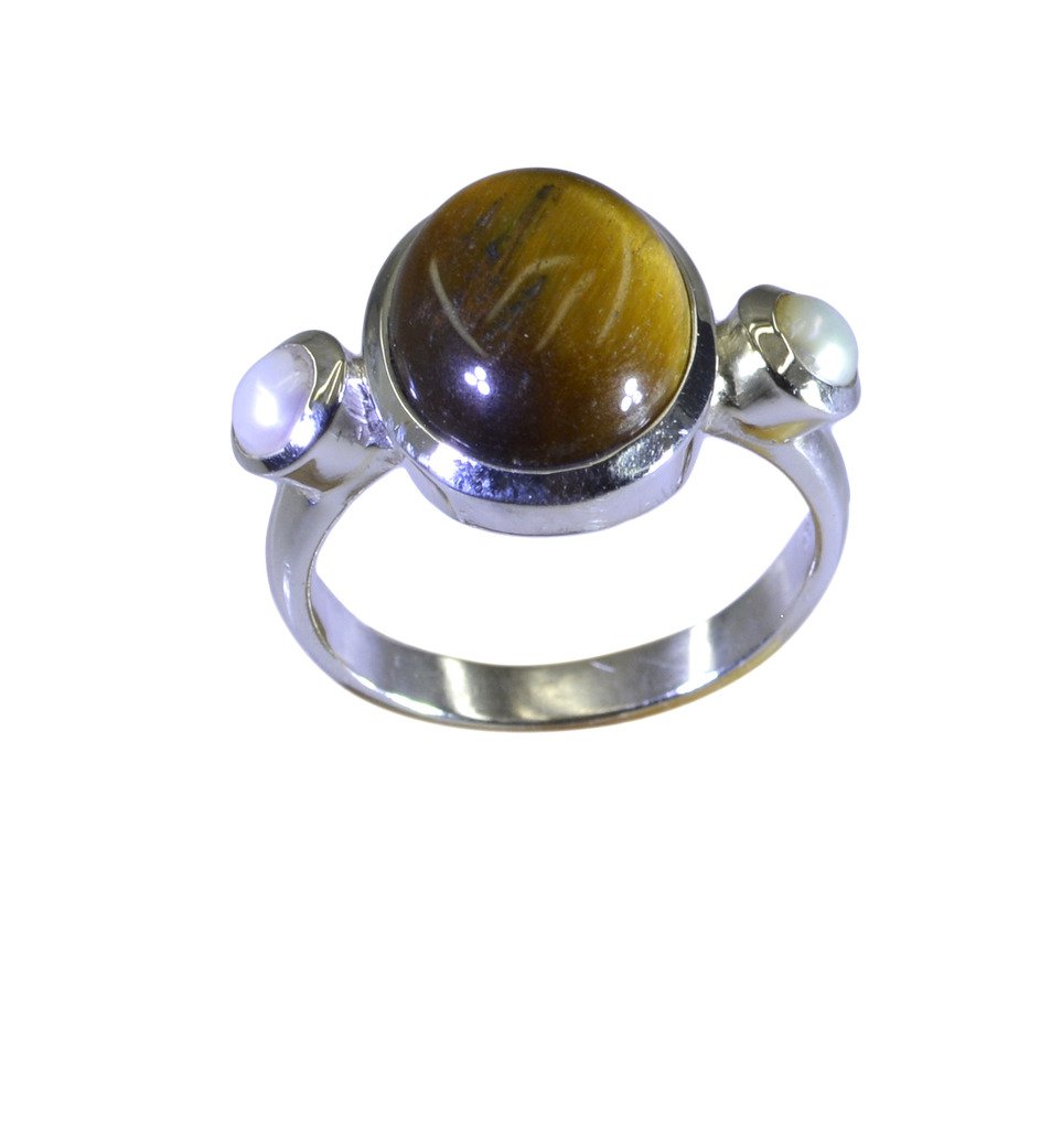Riyo Brown Tiger Eye 925 Solid Sterling Silver Charming Ring Srtey70-80011