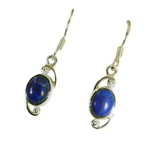 Riyo Blue Lapis Lazuli 925 Solid Sterling Silver Charming Earring L 1.25in Sella