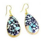 Riyogems Turquoise Gold Plated Jewelry Victorian Earrings L 2.5in Gpetur-82014
