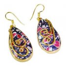 Riyogems Turquoise Gold Plated Costume Bridal Earrings L 2.2in Gpetur-82007