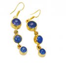 Riyogems Blue Chalcedony 18c Gold Plated Evening Wear Earring L 2.5in Gpebch-800