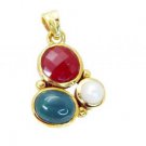 Riyogems Multi Red Onyx 18kt Gold Plating Collar Pendant L 1.5in Gppmul-52041