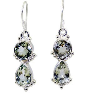 Riyo Green Amethyst Silver Jewelry Bridal Earrings L 1.5in Segam-28002