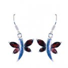 Riyo Red Garnet 925 Solid Sterling Silver Two Tone Earring L 1.5in Segar-26132