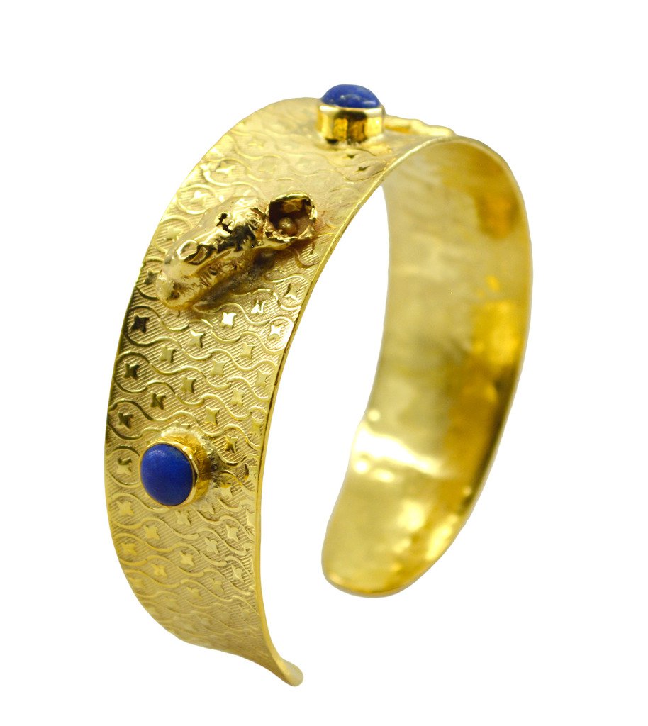 Riyo   Gemstone  18kt Gold Plated Long Lasting Bangle W 0.75in Gpbmul-52013