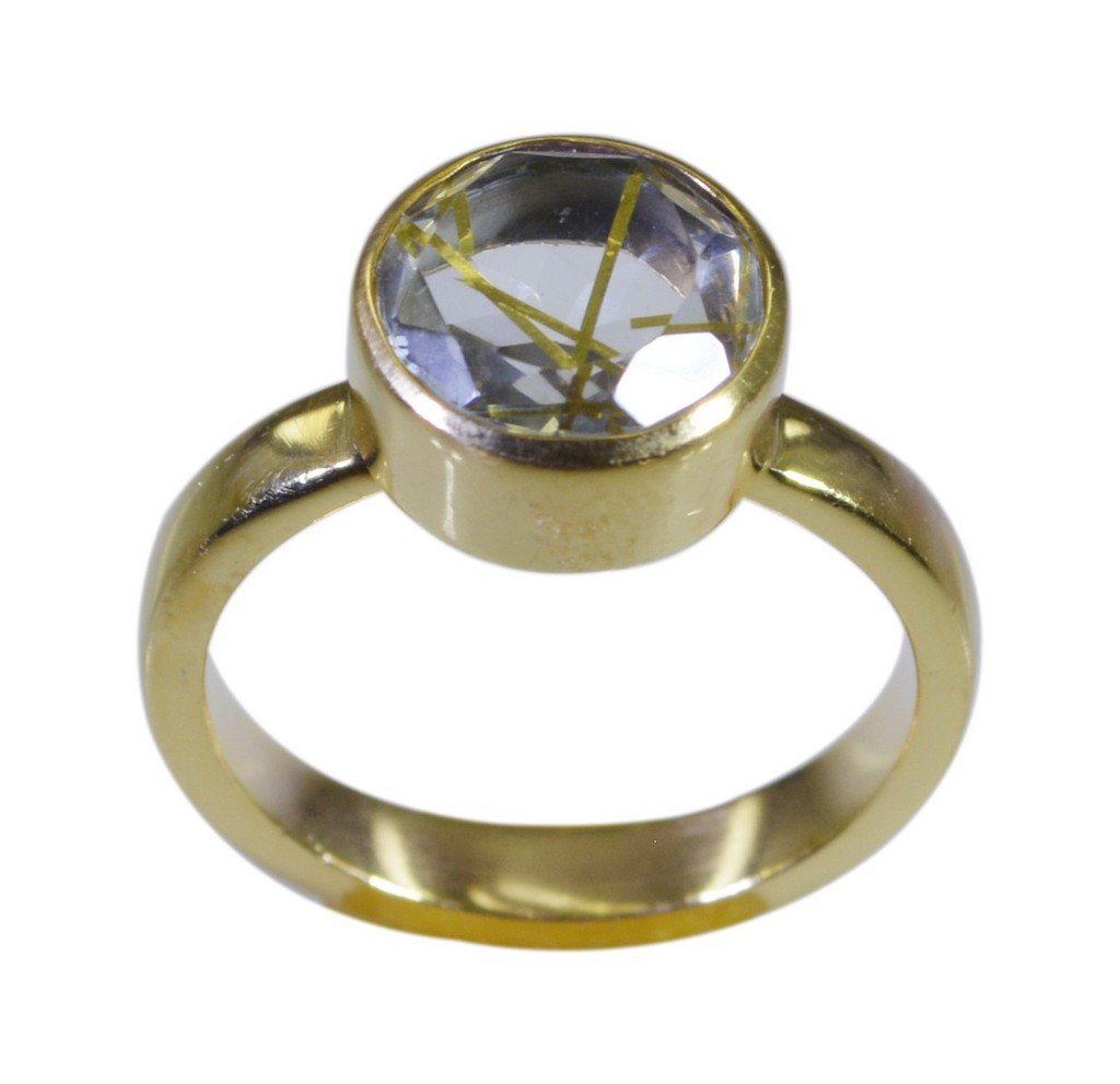 Riyo Multi Gold Plated Rutile Quartz CZ Ring lovely handmade jewelry design GPRR