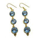 Riyogems A Blue Topaz Cz Copper 18kt Gold Plated Whimsical Earring L 2.5in Gpebt