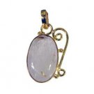 Riyogems Rutile Quartz 18 Kt Y Gold Plating Hill Tribe Pendants L 1.5in Gppruq-7