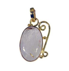 Riyogems Rutile Quartz 18 Kt Y Gold Plating Hill Tribe Pendants L 1.5in Gppruq-7