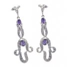 Riyo Purple Amethyst 925 Solid Sterling Silver Feminine Earring L 2.5in Seame-21