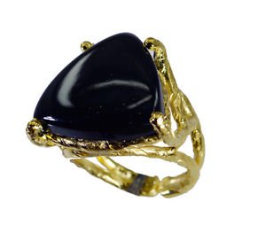 Riyo Black Onyx 18 Ct Ygold Plated Gimmal Ring Sz 6.5 Gprbon6.5-6077