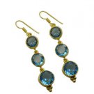 Riyogems A Blue Topaz Cz Copper 18kt Gold Plated Proof Earring L 2.5in Gpebtcz-9