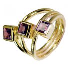 Garnet 18 Ct Y.G. Plated Gimmal Ring