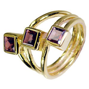Garnet 18 Ct Y.G. Plated Gimmal Ring