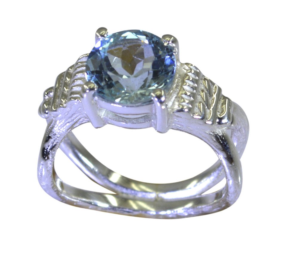 Riyo A Blue Topaz 925 Solid Sterling Silver Hand Wrapped Ring Srbto75-10112