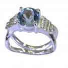 Riyo A Blue Topaz 925 Solid Sterling Silver Hand Wrapped Ring Srbto75-10112