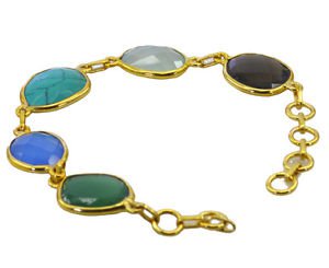 Riyo   Gemstone  18kt Gold Plated Streamlined Bracelet W 7.5in Gpbramul-53006