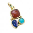 Riyogems Multi Turquoise 18c Gold Plated Chevron Pendants L 1.5in Gppmul-52006