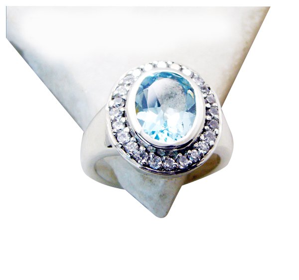 Riyo Blue Topaz Modern Silver Jewellery Purity Ring Jewelry Sz 7 Srbto7-10049