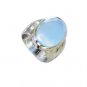 Riyo Blue Chalcedony Dark Silver Jewelry Man Silver Ring Sz 7 Srbch7-8004