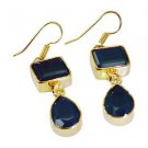 Riyogems Green Onyx Jewellery Gold Plated Antique Earrings L 1.5in Gpegon-30001
