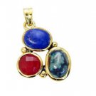 Riyogems Multi Lapis 18 Ct Gold Plated Holiday Pendants L 1.5in Gppmul-52031