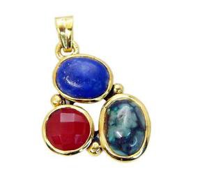 Riyogems Multi Lapis 18 Ct Gold Plated Holiday Pendants L 1.5in Gppmul-52031