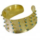 Riyo   Gemstone  18kt Gold Plated Large Bangle W 1.25in Gpbmul-52009