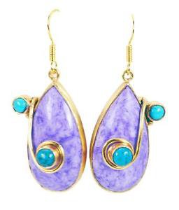 Riyogems Charolite 18-Kt Gold Platings India Jewellery L 2.7in Gpecha-112001