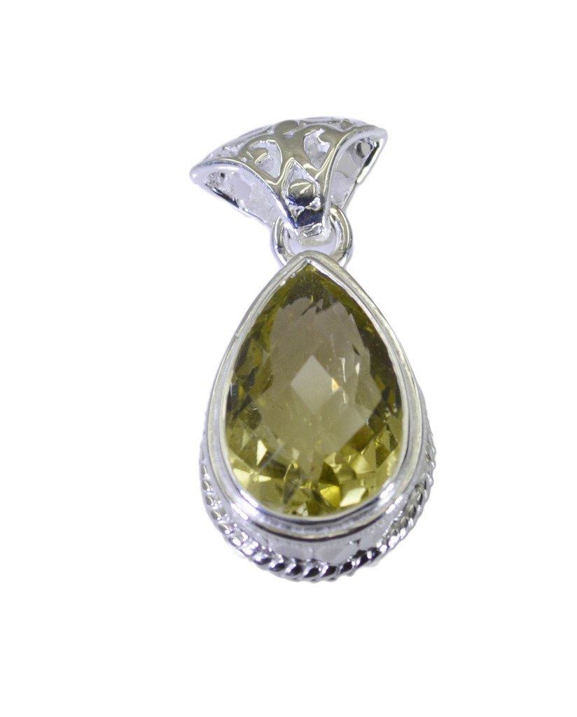 Riyo A Lemon Quartz 925 Solid Sterling Silver Sparkling Pendant L 1.5in Splqu-46