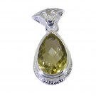 Riyo A Lemon Quartz 925 Solid Sterling Silver Sparkling Pendant L 1.5in Splqu-46