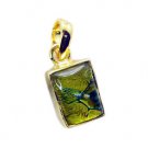 Riyogems Dichroic Glass Wholesale Gold Plate Antique Pendant L 1.2in Gppdgl-2201