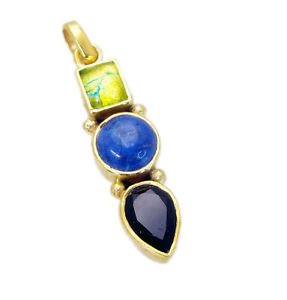 Riyogems Multi Lapis 18 C Gold Plating Bridge Pendant L 1.5in Gppmul-52014
