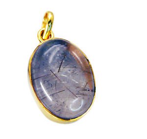 Riyogems Rutile Quartz Rhodium Plate Goofy Pendant L 1.5in Gppruq-70022